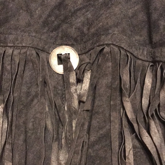 GIII Leather Fringed Jacket Black Size Medium Western Show Jacket - Picture 11 of 11